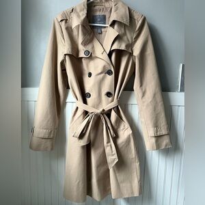 Classic Tan Double-Breasted Trench Coat